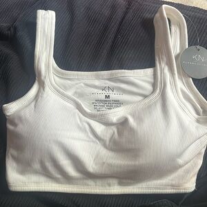 Klassy Network bamboo square neck tank ultra crop white